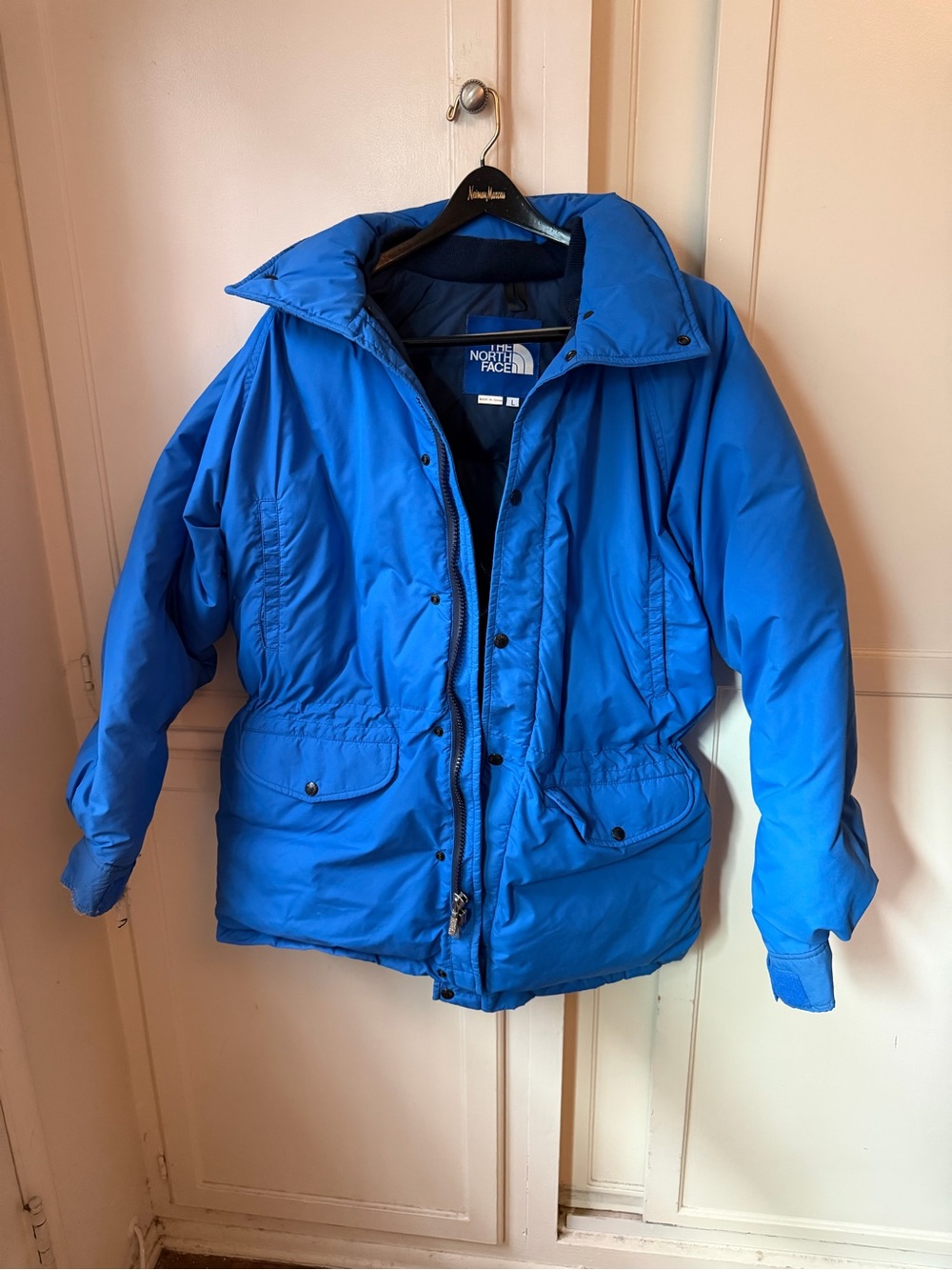 Vintage The North Face Blue Down Parka Jacket w/ Removable Hood – Men’s Large